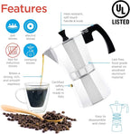 GROSCHE Milano Moka Pot | 9 Espresso Cup - 15.2 oz | Stovetop Espresso Percolator & Coffee Maker – Portable, Ideal for Home and Camping