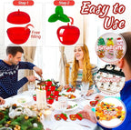 Woozettn 24PCS Plastic Apple-Shaped Containers with Lids,Mini Red Apple Candy Jars for Wedding Favors,Office Desk Storage & Seasonal Home Décor Gifts