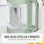 Martha Stewart Electric Kettle with Removable Stainless Steel Tea Infuser, Glass Carafe 1.7L (7 Cups), Hot Water Boiler, 4 Presets, Keep Warm & Auto Shut-Off, Cordless 360° Swivel Base, Honeydew Green