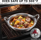 Cooks Standard Moroccan Tagine Pot 3.6 Qt, 11 Inch Multi-Ply Clad Stainless Steel Pan with Dual Handles, Clay Pot Alternative for Slow Cooking, with Conical Die-Cast Aluminum & Glass Lid, Red