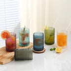 KMIGRUAN 15oz Colored Hobnail Drinking Glasses Set of 6,Vintage Kitchen Glassware, Embossed Beaded Glass Cups,Water Tumbler for Cocktail,Juice and Various Mixed Drinks