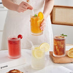 15 oz Clear Hobnail Drinking Glasses with Straws Set of 6, Vintage Glassware Old Fashioned Beverage Glasses, Cocktail Drinking Glassware Set, Kitchen Water Glasses Cup, for Beer, Smoothie, Juice