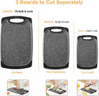 Viretang Plastic Cutting Boards Set of 3 Extra Large for Kitchen, Thick Chopping Board with Deep Juice Grooves, Non‑Slip Feet, Easy Grip Handle, BPA Free, Dishwasher Safe,Black