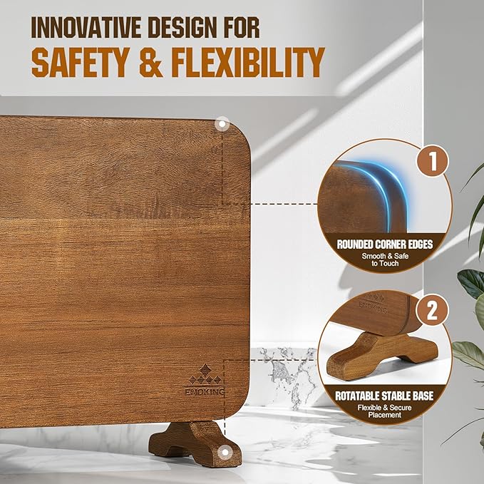 Enoking Magnetic Double-Sided Knife Block with Rotatable Stable Base, Acacia Wood Knife Holder for Countertop, Strong Magnets Safe Knife Organizer Stand, Easy to Clean Knife Storage for Home Kitchen