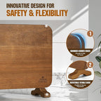 Enoking Magnetic Double-Sided Knife Block with Rotatable Stable Base, Acacia Wood Knife Holder for Countertop, Strong Magnets Safe Knife Organizer Stand, Easy to Clean Knife Storage for Home Kitchen