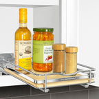LYNK PROFESSIONAL® Élite™ Pull Out Spice Organization for Cabinets - 8-3/8 inch Wide – Spice Rack for Inside Cabinets – Wood/Chrome - Sliding Spice Rack Organizer for cabinet – Spice Rack - 1 Tier