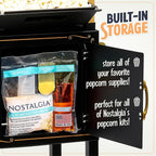 Nostalgia Popcorn Maker Machine - Vintage Theater Style Popcorn Cart With 2.5oz Stainless Steel Kettle, Makes Up To 10 Cups Easily - Bring Home the Fun with Theater Style Popcorn Machine-Black