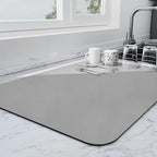 Ecotrim - Dish Drying Mat for Kitchen Counter | Coffee Bar Mat for Countertops | Heat Resistant Drainer Mat with Non-slip Rubber Backed | Hide Stain Kitchen Absorbent Draining Mat | Grey 16"x24"