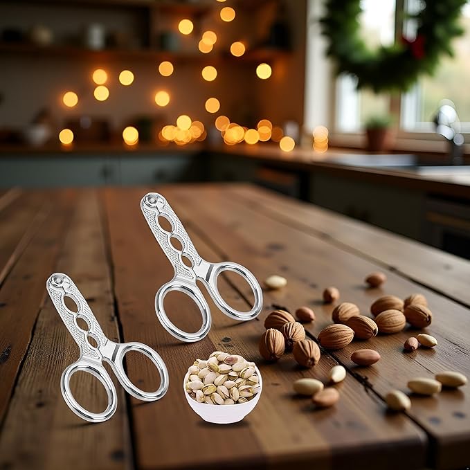 2Pcs Nutcrackers for Nuts, Stainless Steel Nuts Pistachio Sheller Opener Kitchen Tools, Nutcracker Multi-Function Walnut Pine Sheller Opener Nut Crackers, Specialty Tools and Gadgets