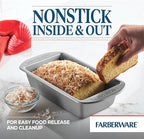 Farberware Bakeware Meatloaf/Nonstick Baking Loaf Pan Set, Two 9-Inch x 5-Inch, Gray