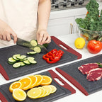 Extra Large Cutting Boards, Plastic Cutting Boards for Kitchen (Set of 3) Cutting Board Set Dishwasher Chopping Board with Juice Grooves Easy-Grip Handles, Red, Empune