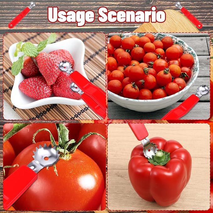 4 Pcs Tomato Corer Tool, Stainless Steel Strawberry Huller Stem Remover, Practical Kitchen Corer For Fruit And Vegetable Baller Dessert Preparation Salad Making