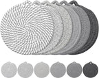 7" Trivets for Hot Dishes, 6 Pack Hot Pads for Kitchen Counter & Dining Table, Heat Resistant | Scratches | Stains Cotton Trivets for Hot Pots and Pans