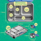 AOHEA Stainless Steel Bento Box Kids, Kids Metal Bento Lunch Box BPA Free Lunch Box Containers 304 Stainless Steel Bento Box for School and Office(Green)