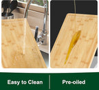 3PCS Bamboo Cutting Board Set - Durable Wooden Cutting Boards with Deep Juice Grooves & Built-in Handles & Hanging Holes, Ideal for Chopping Meat, Vegetables, Dishwasher Safe