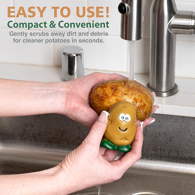 Joie Spud Dude Potato Brush, Vegetable and Fruit Scrubber, Produce Cleaner, Cute Kitchen Gadget, Dishwasher Safe