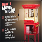 Nostalgia Popcorn Maker Machine - Vintage Theater Style Popcorn Cart With 2.5oz Stainless Steel Kettle, Makes Up To 10 Cups Easily - Bring Home the Fun with Theater Style Popcorn Machine- Red