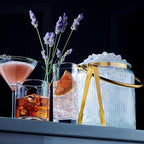 Le'raze Glass Ice Bucket with Airtight Lid, Tong Scooper and Handle - 3L Ribbed Beverage Tub Cocktail Home Bar Accessories, Wine, Beer Chiller for Parties, Champagne Drink Cooler Hinged Handles