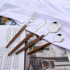 6-Piece Teaspoons Set, Stainless Steel Tea Spoons Set for 6, Silver Mirror Polished Small Spoons for Home Kitchen Restaurant, Round Wooden Effect Handle, 5.9inches, Dishwasher Safe