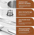 Measuring Cups and Spoons Set (8 Piece), Stainless Steel Measuring，4 Spoons, 4 Cups, Metal Measuring Cups for Cooking & Baking