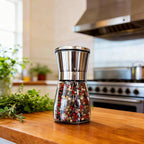 Gorgeous Salt & Pepper Grinder Set — Refillable Stainless Steel & Glass Spice Mill with Adjustable Coarseness — Perfect For Himalayan Or Sea Salts, Fresh Ground Pepper, Or Fresh Spices (1 Pack)