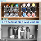 LANDNEOO Stackable Water Bottle Organizer Holder - for Stanley & Others' Large Tumbler Organization - White Plastic Wine Rack, Bottle Holder for Home Countertop Fridge Pantry Shelf, 3 Tier Hold 9