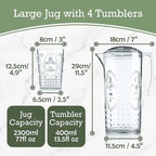 Muldale Plastic Pitcher and Glasses Set with Lid - BPA Free Large Acrylic Jug Set of 5 - Outdoor Water Pitcher Set - Jarra Para Jugo - 77oz Sangria Pitchers