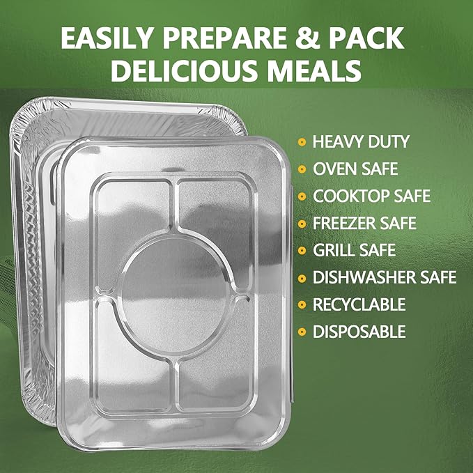 Thickened 20 Pack Heavy Duty Aluminum Pans with Lids, 9x13 Aluminum Foil Pans Disposable, Half Size Steam Table Foil Baking Tray for Cooking, Baking, Roasting & Chafing, Carton Packaging