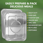 Thickened 20 Pack Heavy Duty Aluminum Pans with Lids, 9x13 Aluminum Foil Pans Disposable, Half Size Steam Table Foil Baking Tray for Cooking, Baking, Roasting & Chafing, Carton Packaging