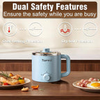 Topwit Hot Pot Electric with Steamer, 1.6L Ramen Cooker, Electric Pot for Pasta, Shabu-Shabu, Oatmeal, Soup and Egg, Portable Cooker with Dual Power Control, Dorm Room Essentials, Blue