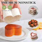 6 Inch Heart Shaped Cake Pans Small Heart Cake Pan Nonstick Silicone Molds for Baking Set of 3 (Cream)