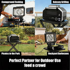 NEWBULIG Electric Grill Outdoor, Electric 8-in-1 BBQ Grills with Air Fryer, Roast, Steak, Broil, Bake, Vegetables, Reheat, Dehydrate, 140°F-450°F, 1550W, for Barbecue, Camping Gatherings