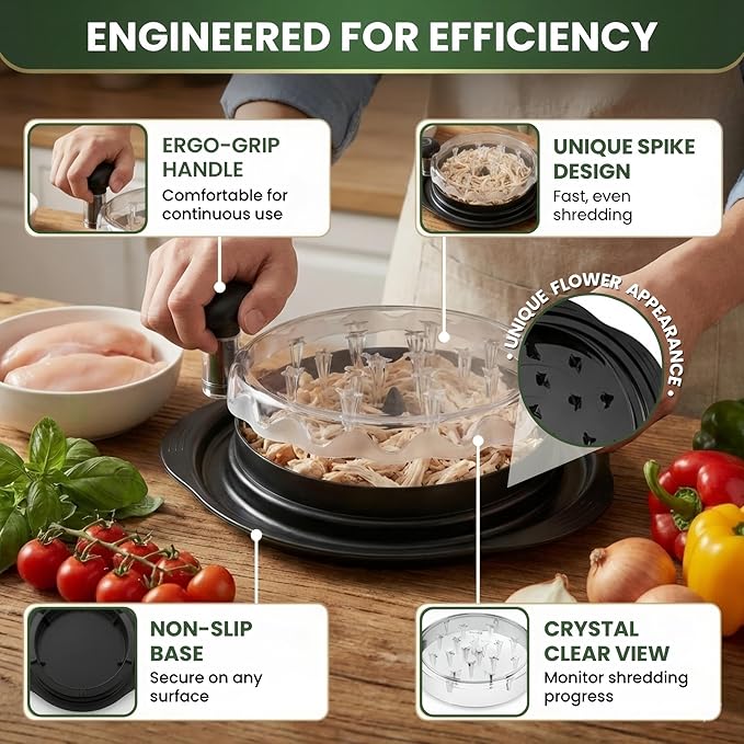 Chicken Shredder Tool, Meat Shredder Tool Twist, Large Chicken Breast Shredder, Food Shredders for Kitchen, Meat Shredder Twist for Pulled Pork, Chicken Grinder Gadget with Wine Opener