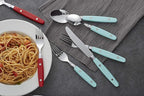 ANNOVA Silverware Set, Retro/Rivet Colorful Stainless Steel Tableware Kitchen Flatware Set Utensils, Includes Dinner Knives, Forks, Spoons, Salad Forks & Dessert Spoons (Turquoise, 20 Pieces)