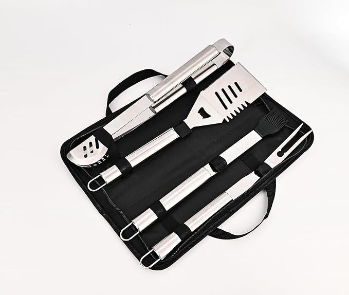 Grilling Accessories - BBQ Accessories 4pc Heavy Duty Grill Accessories Barbecue Grilling Tools Utensils Set with Spatula, Fork, Brush, Tongs Kit Ideal Gift for Father Men Husband Birthday