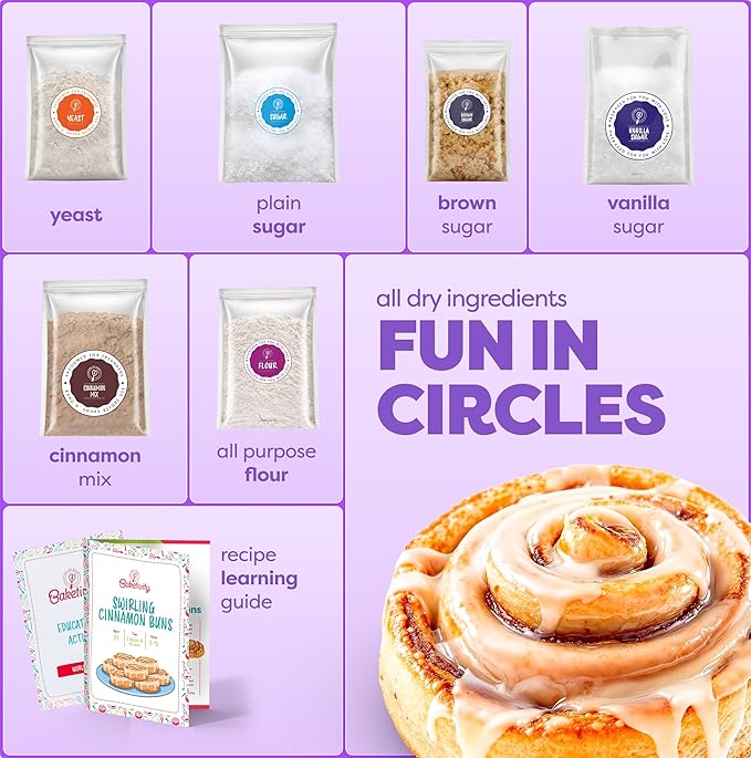 BAKETIVITY Kids Baking DIY Activity Kit - Bake Delicious Cinnamon Buns with Pre-Measured Ingredients – Best Gift Idea for Boys and Girls Ages 6-12