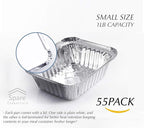55 Pack - Small Foil Pans with Lids - To Go Food Containers with Lids 1lb Mini Aluminum Pans Freezer Safe Foil Take out Trays Heat proof Aluminum Meal Prep Containers 5.5x4.5x1.9 in