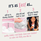 Nostalgia Retro Snow Cone Maker – Countertop 5-qt Shaved Ice Machine – Stainless Steel Blades – Includes 2 Reusable Cups, Ice Scoop, & Sid Shelf – Pink