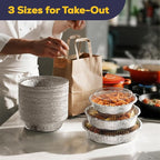 Fit Meal Prep 50 Pack 7" Round Aluminum Foil Pans with Clear Dome Lids, Pie Tins Disposable 7 inch with Lids, Take Out Containers, Freezer Oven Safe Aluminum Baking Pans for Storing, Cooking, Storage
