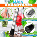 2 Pcs Bar Muddler for Cocktails - 8" Stainless Steel Muddler for Lemonade with Glass-Safe Grooved Nylon Head, Dishwasher Safe - Lemonade Stand Supplies for Mojitos, Citrus, Mint, Herb & Fruit Mixing