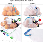 SPLF 12 Pcs Heavy Duty Reusable Mesh Produce Bags, Barcode Scanable See Through Food Safe Mesh Bags with Drawstring for Fruits, Vegetable, Food, Toys, Grocery Storage, Large Medium Small