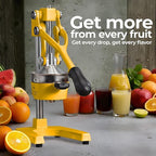Zulay Kitchen Cast Iron Juicer - Easy-to-Clean Heavy-Duty Manual Juicer, Professional Citrus Juicer - Stainless Steel Lemon Squeezer - Manual Citrus Press & Orange Squeezer - Orange Juicer (Yellow)