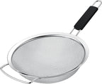 9" Large Extra Fine Mesh Strainer with Thermo Plastic Rubber Handle - Sieve Fine Mesh Stainless Steel - Ideal to Strain Pasta, Quinoa and Rice