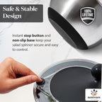 Stainless Steel Salad Spinner, Lettuce, Vegetable & Fruit Dryer, 5L Capacity, Non-Slip Base (304 Stainless Steel - Black)