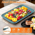 Grilling Prep & Serve Trays for Party- Set of 2, Large Serving Platters for Raw and Cooked Food, Dishwasher Safe, 17"×10.5" Stackable Plastic Party Supplies for Grilling, BBQ, Meal Prep - Green, Black