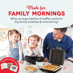 DASH No-Drip Waffle Maker - Four Waffle Molds, Nonstick Waffle Iron with Quick Heat-Up, Nonstick Surface - Perfect Waffle Maker for Kids and Families, Just Add Batter
