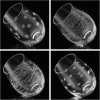 Joeyan Etched Stemless Wine Glasses,Hand Blown Drinking Glass Cups Wine Tumbler with Line Patterns,Carved Large Cocktail Whiskey Glasses,Gift for Party Wedding,4 Pack,17.5 oz,Dishwasher Safe