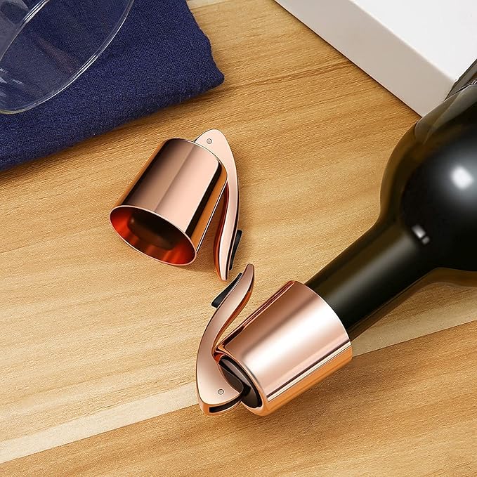 ERHIRY Wine Stoppers Set of 2 - Stainless Steel Wine Bottle Stopper with Silicone Seal, Reusable Beverage Preserver, Freshness Keeper, Premium Bottle Sealers, Ideal Wine Saver Accessory Gift Set