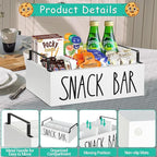 Snack Organizer for Countertop, Wood Pantry Storage Bins with Handles, Snack Bar Organizer for Pantry Shelf, Kitchen, 4 Compartment Food Container Snack Box, Pantry Organizer for Snacks, Chips