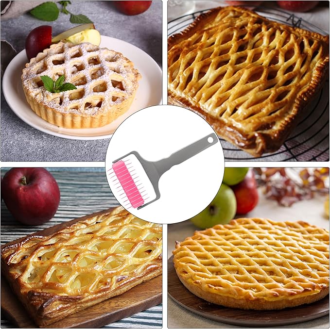 Pastry Lattice Roller Cutter, Pastry Cutter Roller DIY Baking Tool for Dought Cookie Pie, Crust Pastry Wheel for Cutting, Baking & Cooking Tool for Apple Pie Crust or Ravioli Pasta